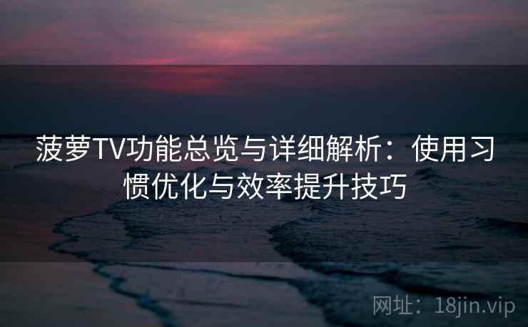 菠萝TV功能总览与详细解析：使用习惯优化与效率提升技巧