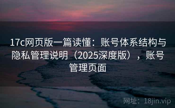 17c网页版一篇读懂：账号体系结构与隐私管理说明（2025深度版），账号管理页面