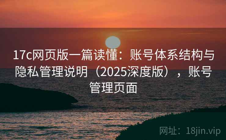 17c网页版一篇读懂：账号体系结构与隐私管理说明（2025深度版），账号管理页面