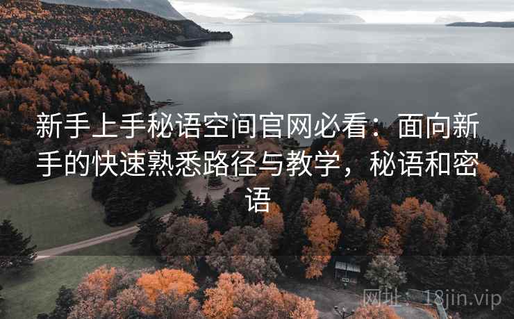 新手上手秘语空间官网必看：面向新手的快速熟悉路径与教学，秘语和密语